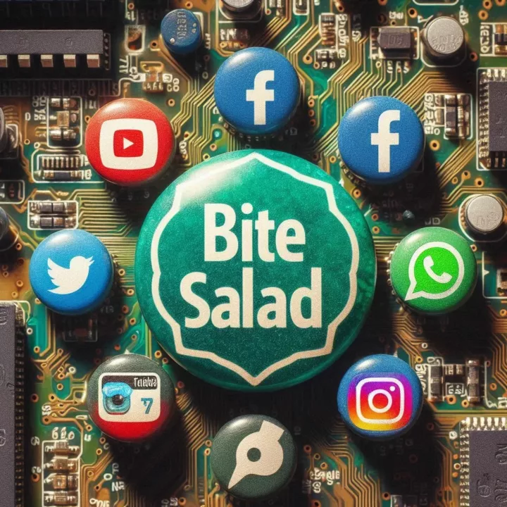 Come iscriversi ai canali WhatsApp - Icone dei principali social network attorno a BITE Salad